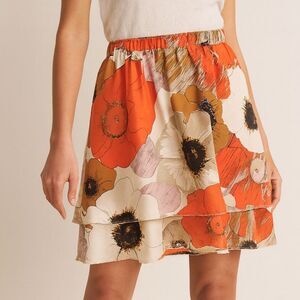 Anthropologie Odille Floral Silk Mini Skirt Size Small